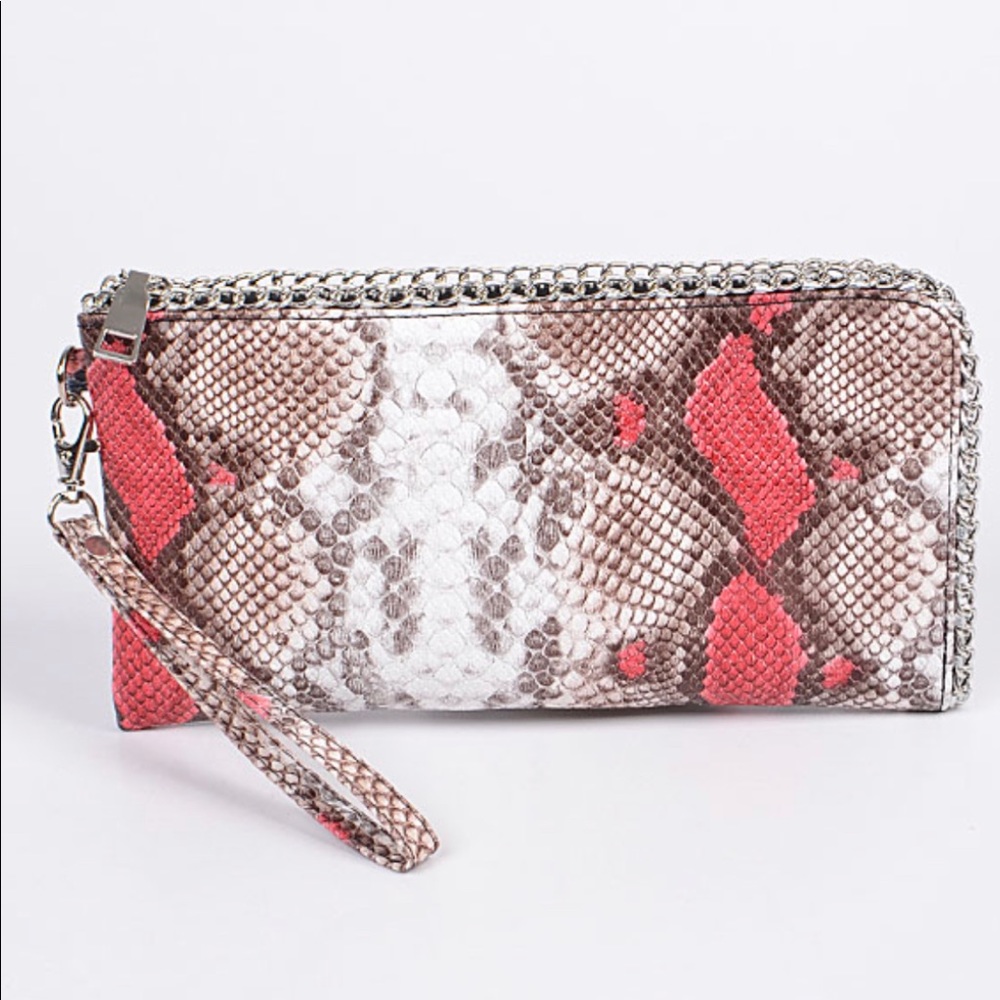 Shiny Snake Skin Clutch & Wristlet